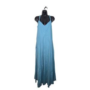 Garnet Hill Gauze Maxi Dress Size XS Blue Sleeveless